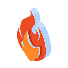 3d fire icons, simple emoji in flat style