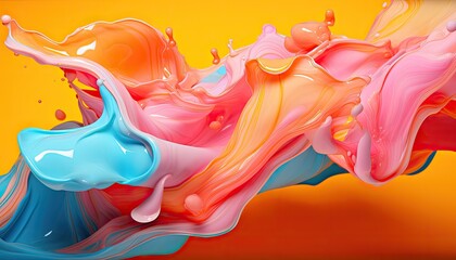 Colourful liquid paint pouring off