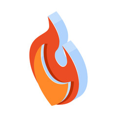 3d flame icons, simple emoji in flat style