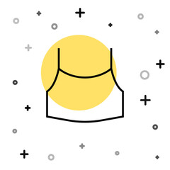 Black line Female crop top icon isolated on white background. Undershirt. Random dynamic shapes. Vector