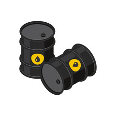 Isometric barrel with oil, icon in flat style