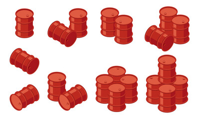 Isometric barrels, 3d icons in flat style