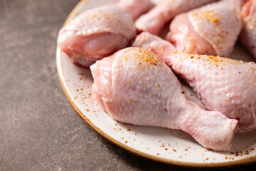 Fresh chicken legs for cooking, close up