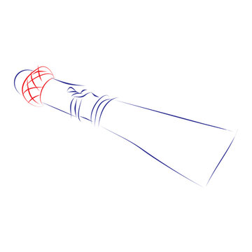 Continuous line drawing of a double reed for bassoon, curtal, dulcian. Hand drawn, vector illustration