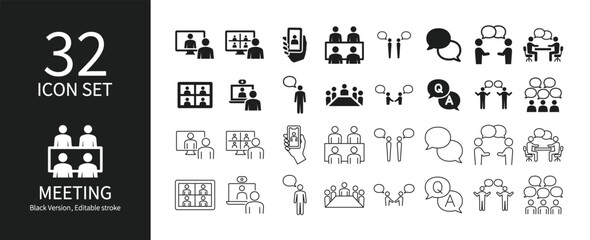 Meeting-related business icon set