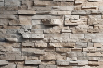 Cladding of grey and rough sandstone mosaic tiled wall texture. Stone background. Created with generative Ai