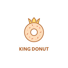DONUT AND CROWN LOGO VECTOR ILLUSTRATION. DONUT LOGO CONCEPT