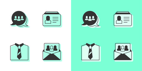 Set Project team base, Tie and Resume icon. Vector