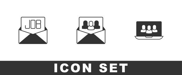 Set Search job, Project team base and icon. Vector