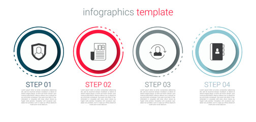 Set User protection, Search job, Exchange work and Resume. Business infographic template. Vector