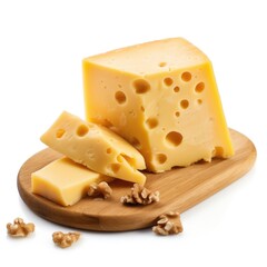 Emmental Cheese isolated on white (generative AI)