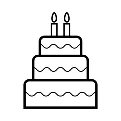 Sweet cake icon, bakery dessert food symbol, happy birthday day graphic vector illustration
