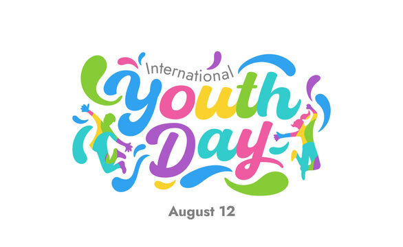 Simple Colorful International Youth Day Logo Typography in Geometric Splash Style