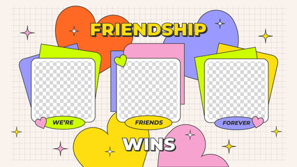 Modern Nostalgia Friendship Banner. Retro Typography slide. You can change texts and colors as you wish.