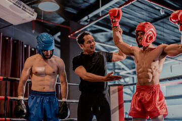 In an intense boxing match, a dedicated professional boxer showed commitment, determination....