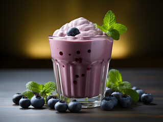 takeaway blueberry smoothie mock-up, blueberry coloured, no fruits just plain smoothie Generative AI