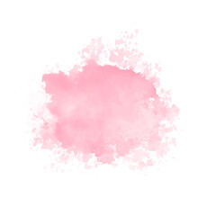 Abstract pink watercolor water splash on a white background. Vector watercolour texture in rose color. Ink paint brush stain. Pink soft light blot. Watercolor pastel splash