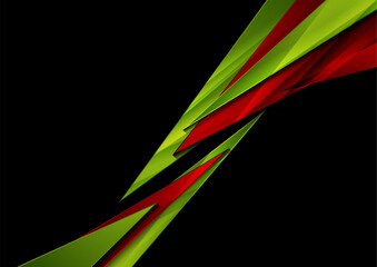 Bright red green glossy stripes abstract corporate background. Vector design