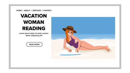 nature vacation woman reading vector. leisure person, rest relaxation, day novel nature vacation woman reading web flat cartoon illustration