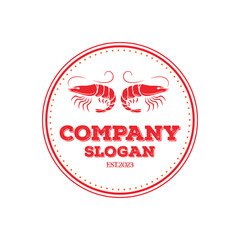 Retro-style shrimps logo design