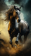 Obraz na płótnie Canvas cavalo correndo determinado na floresta