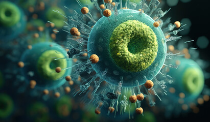 virus cell abstract science concept. generative AI