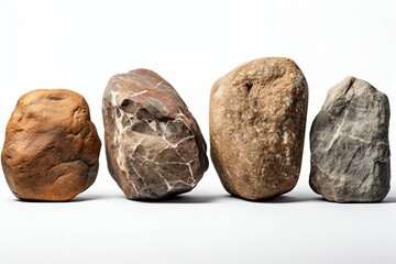 Collection of Big Rock Stones Isolated on White Background. Generative ai