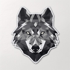 Fototapeta premium Logo, icon design of wolf head. Minimalistic, geometric illustration. Clean background. Assertive features, toughness, resilience. Monochromatic. Generative AI.