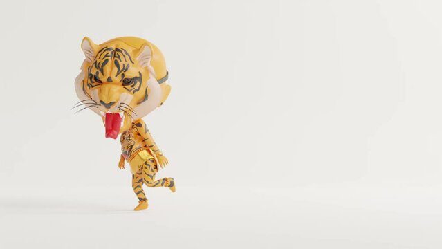 3d render onam festival with puli dance ( tiger dance )in white background