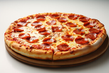 Pepperoni pizza on white background. Generative AI