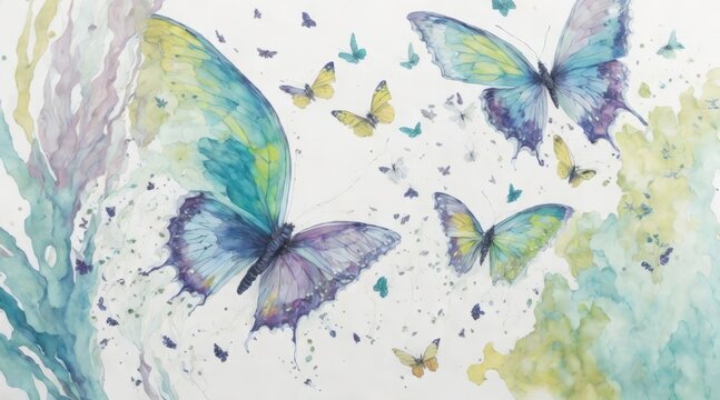 watercolor butterflies , isolated on white background