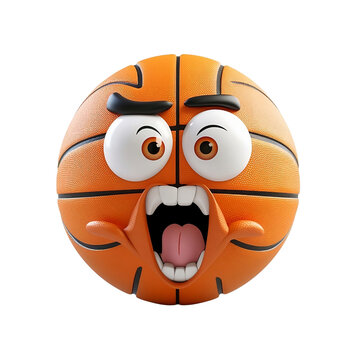 4D Cute angry Basketball scared Cartoon style emotion charactor graphic design icon logo avatar clipart illustration emotion sticker
