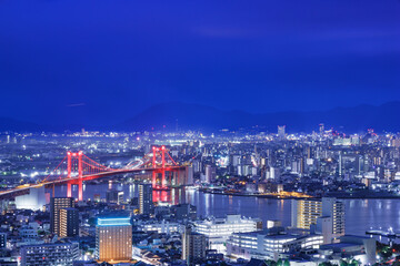 Naklejka premium 高塔山展望台から見る北九州小倉の景色