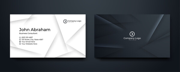 Modern business card template design. With inspiration from the abstract.Contact card for company. Two sided black and white. Vector illustration. Flat design.