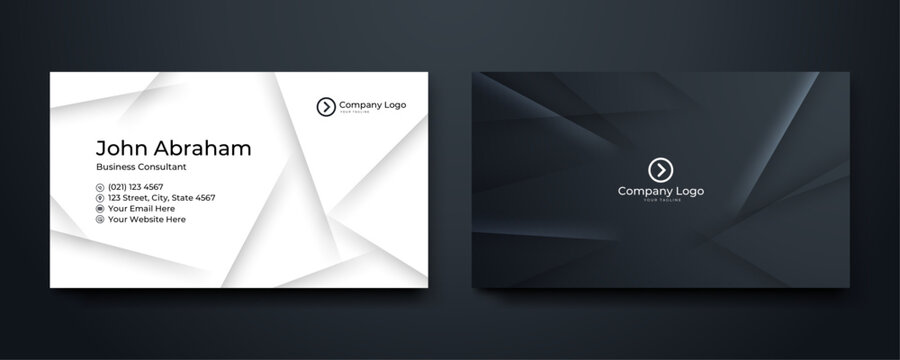 Modern business card template design. With inspiration from the abstract.Contact card for company. Two sided black and white. Vector illustration. Flat design.