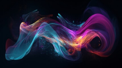 Obraz premium Radiant Flares of Colorful Curves: A Mesmerizing Abstraction in Large Canvas Generative AI