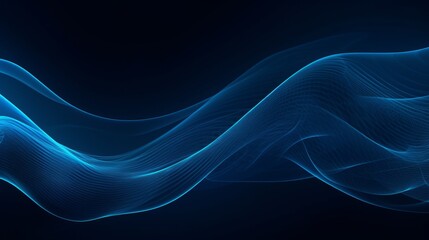 Bluish Illumination: Abstract Design with Subtle Gradients and Sinuous Lines on Dark Shaped Canvas Generative AI