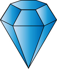 Blue color diamond with black outline vector