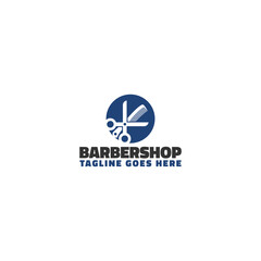 Fototapeta premium Barbershop logo icon template isolated on white background