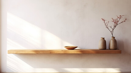 Elegance in Simplicity: A Captivating Image of an Empty Wooden Shelf