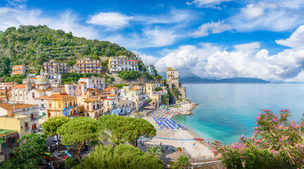 Landscape with Cetara town, Amalfi coast, Italy