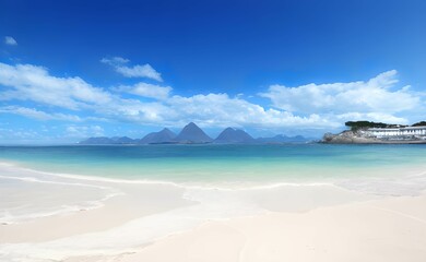 Fototapeta na wymiar 美しい青空と白い砂浜白い雲、海の風景ホリデー