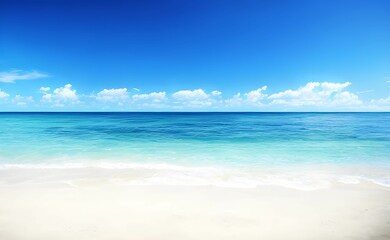 Fototapeta na wymiar 美しい青空と白い砂浜白い雲、海の風景ホリデー