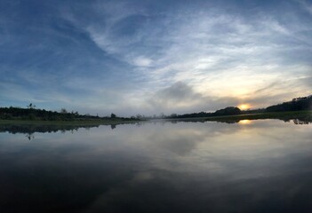 sunset over the river