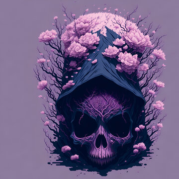 Blossoming Darkness: The Hooded Dead Skull