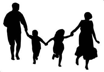family silhouette vector illustration