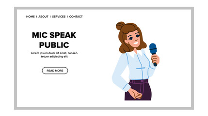 conference mic speak public vector. event media, presentation voice, sound audience conference mic speak public web flat cartoon illustration