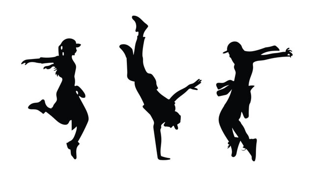Hip Hop Dancing People Silhouettes