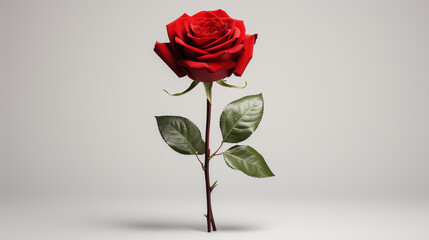 red rose on white background HD 8K wallpaper Stock Photographic Image