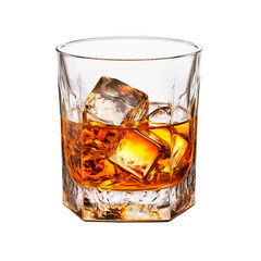Glass of rum or whiskey isolated on white background or PNG
 - obrazy, fototapety, plakaty